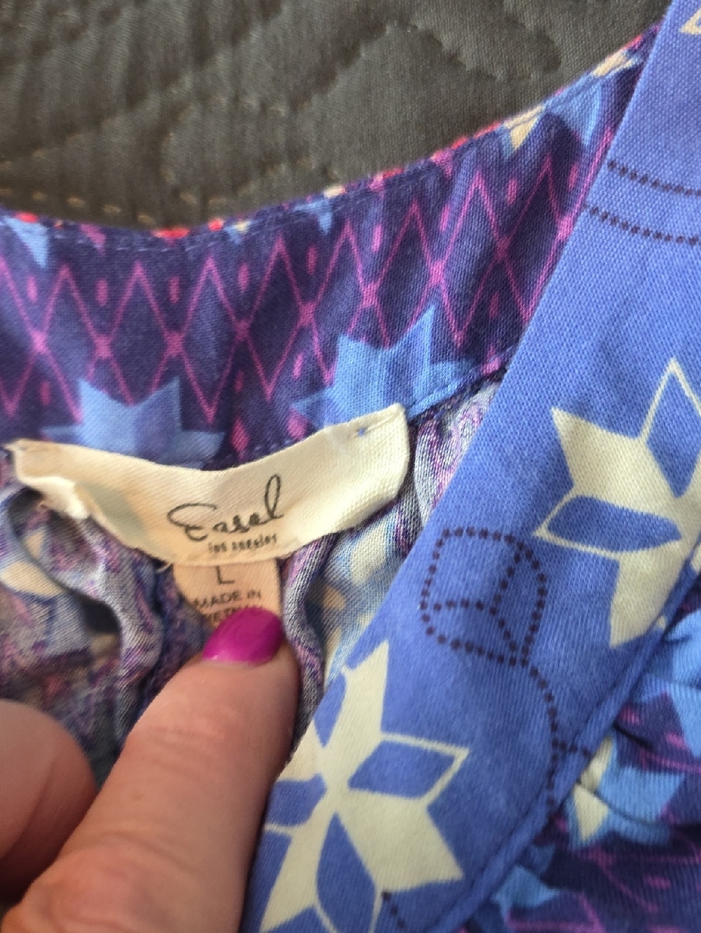 EUC easel Large Blue and Pink Patterned Sleeveless Jumpsuit - Picture 8 of 8
